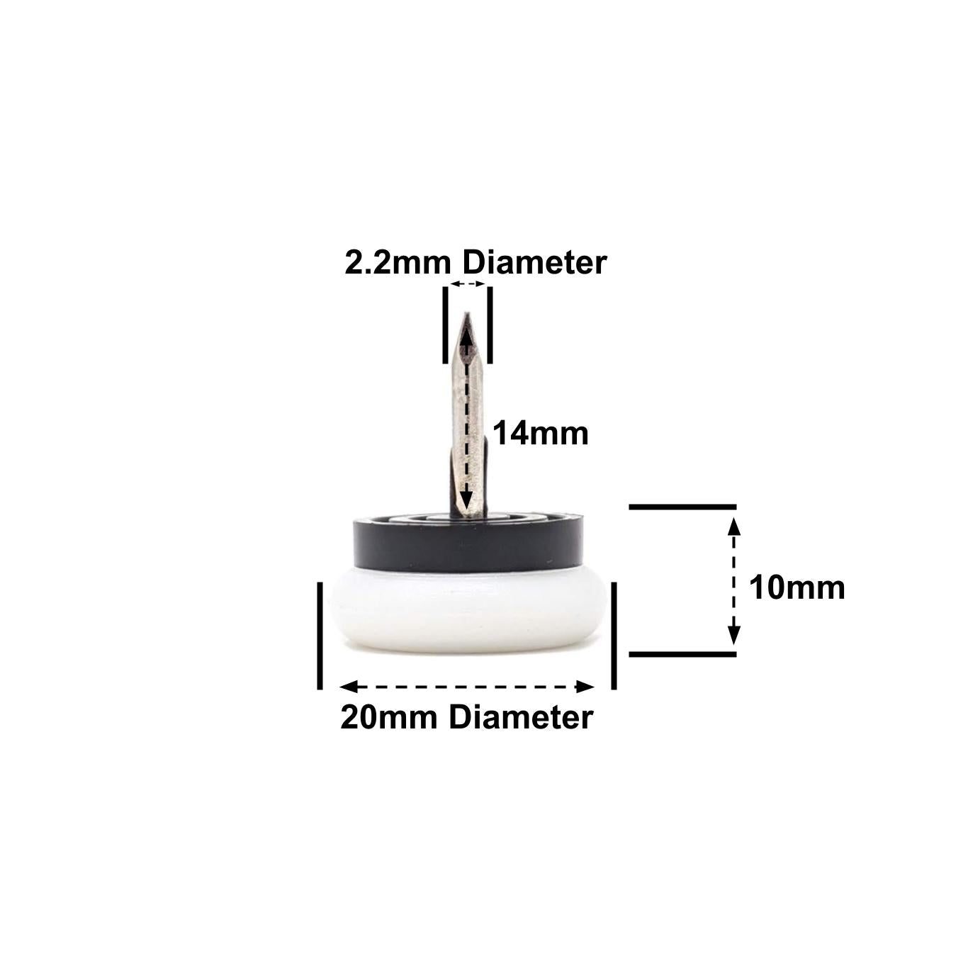 Nail-On Furniture Glides 20mm White Nylon Base - Made in Germany