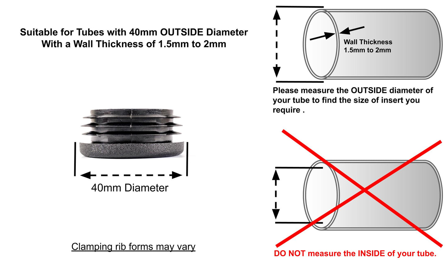 40mm Round Tube Inserts (Available in Black, White & Grey) | Made in Germany | Keay Vital Parts - Keay Vital Parts