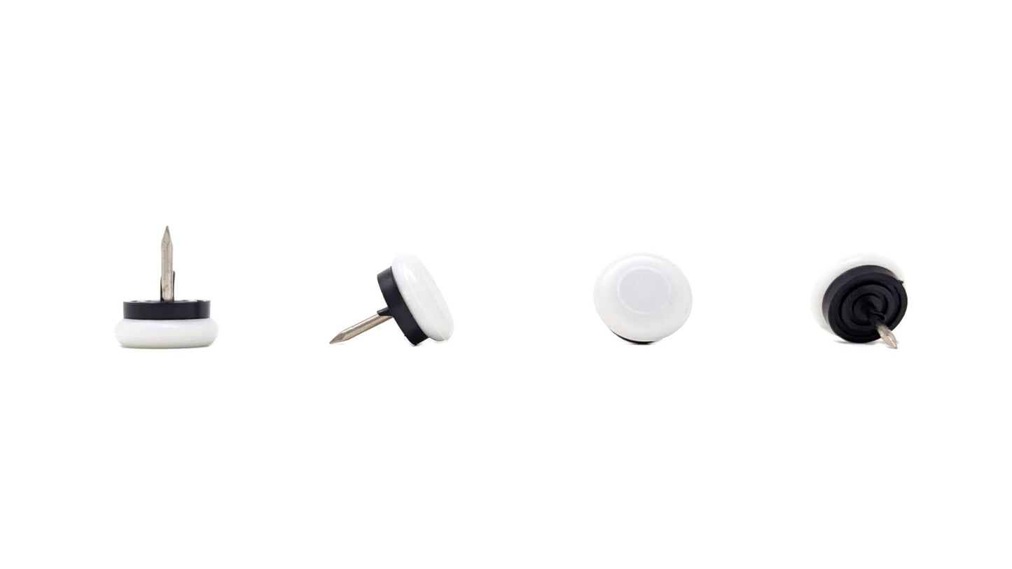Nail-On Furniture Glides 20mm White Nylon Base - Made in Germany