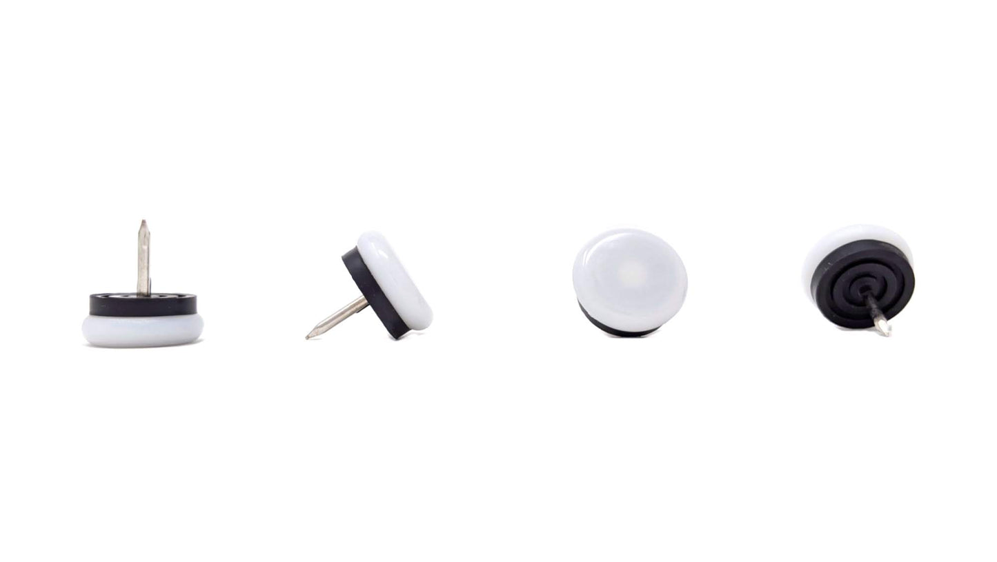 Nail-On Furniture Glides 23mm White Nylon Base - Made in Germany