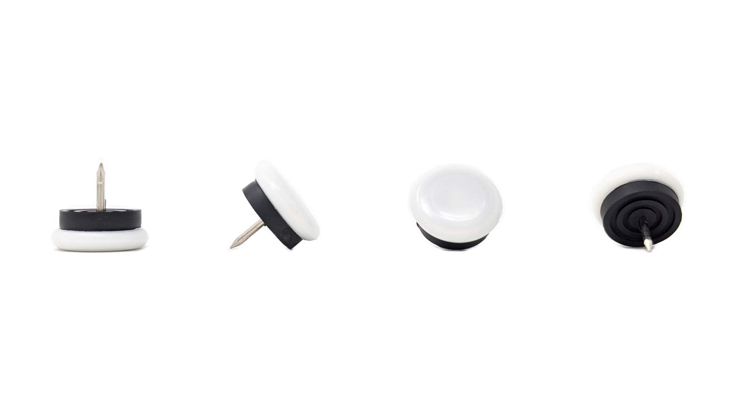 Nail-On Furniture Glides 26mm White Nylon Base - Made in Germany