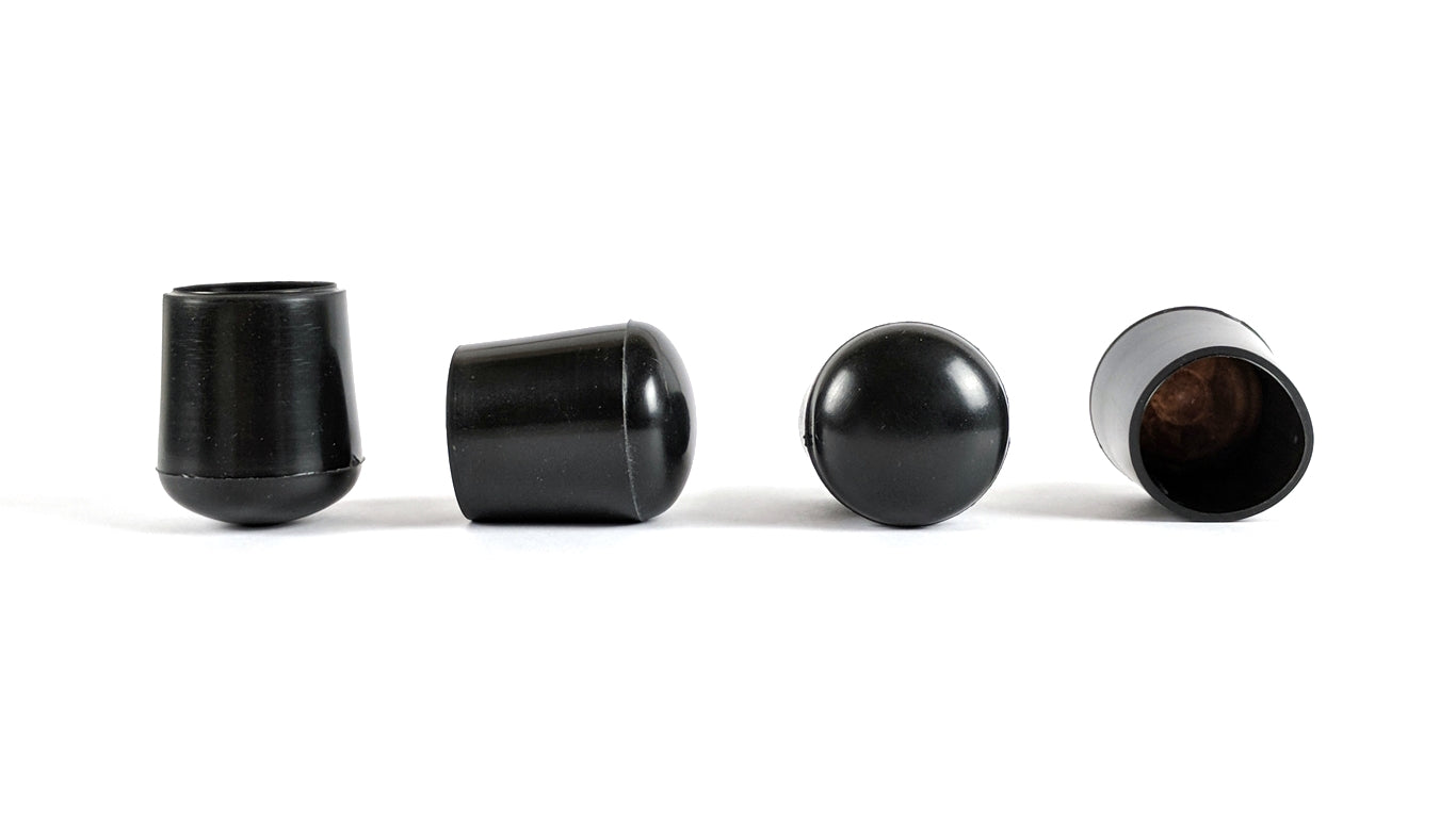 25mm Black Rubber Ferrules with Steel Base Insert - Made in Germany - Keay Vital Parts
