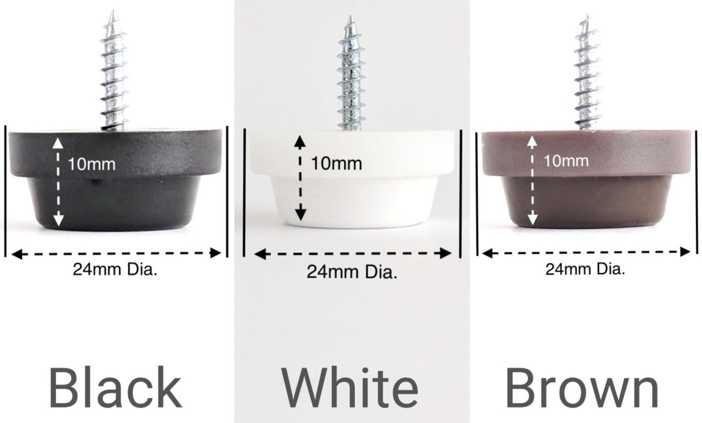 Non-Slip Furniture Feet available in Black, White & Brown in 24mm & 28mm | Made in Germany | Keay Vital Parts - Keay Vital Parts