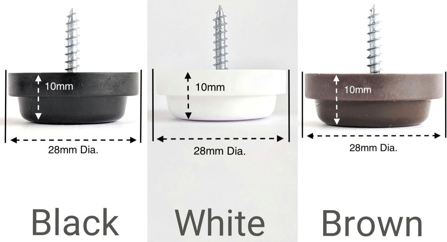 Non-Slip Furniture Feet available in Black, White & Brown in 24mm & 28mm | Made in Germany | Keay Vital Parts - Keay Vital Parts