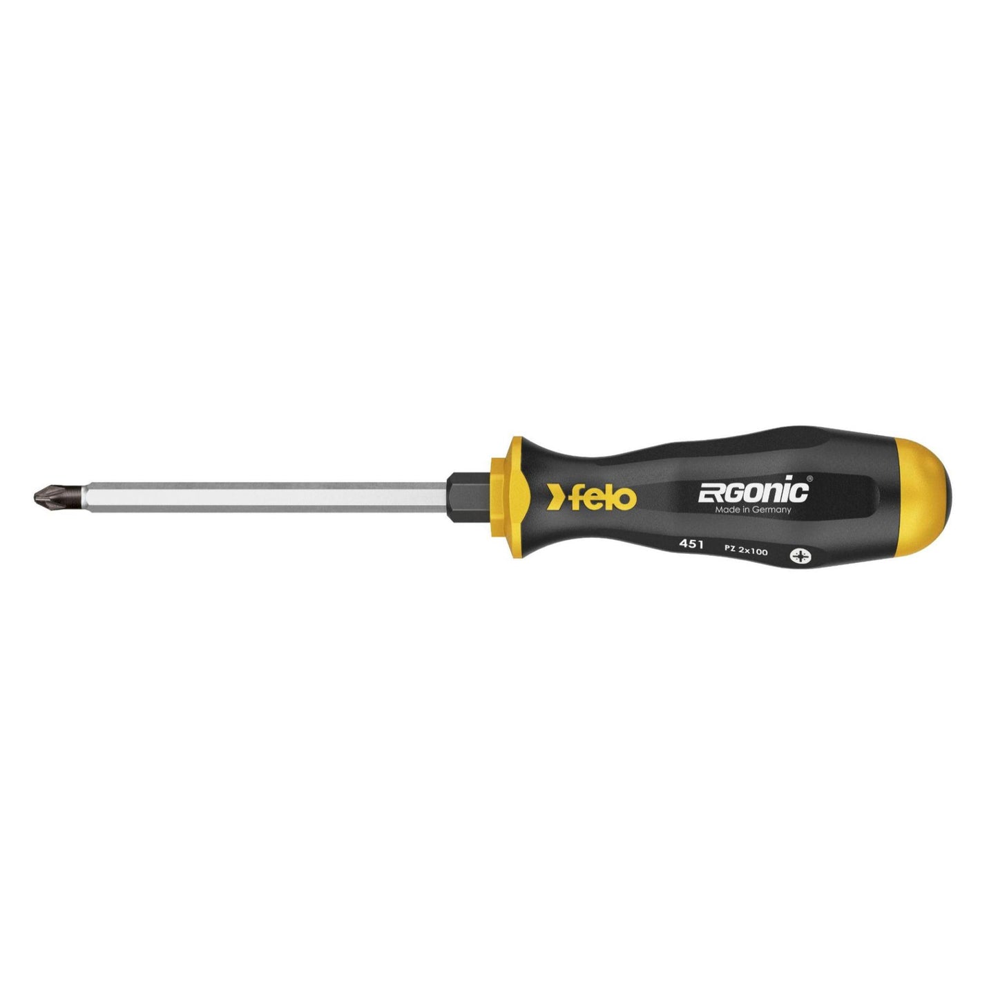 Felo Pozidriv Screwdriver Ergonic Hammer Cap, PZ2 x 100mm - Made in Germany