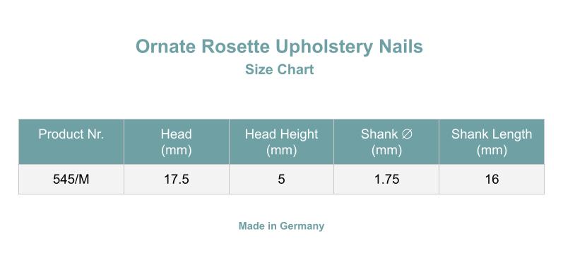 Ornate Rosette Decorative Upholstery Nails | Made in Germany | Keay Parts