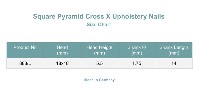 Square Pyramid Cross X Upholstery Nails | Made in Germany | Keay Parts - Keay Vital Parts