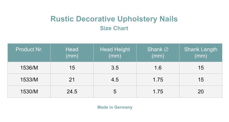 Rustic Decorative Upholstery Nails | Made in Germany | Keay Parts - Keay Vital Parts