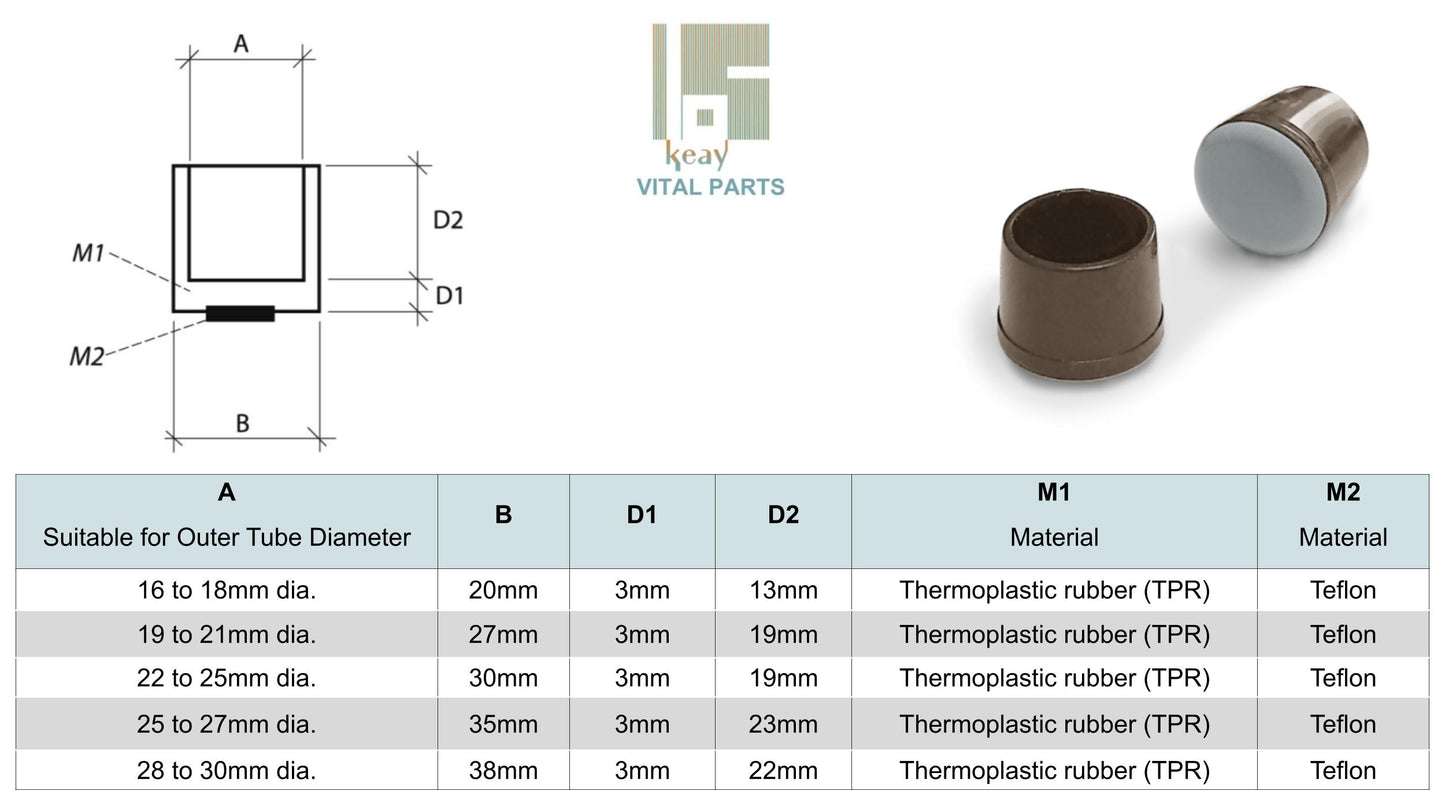 Rubber Ferrules End Caps with Teflon Base | Keay Vital Parts