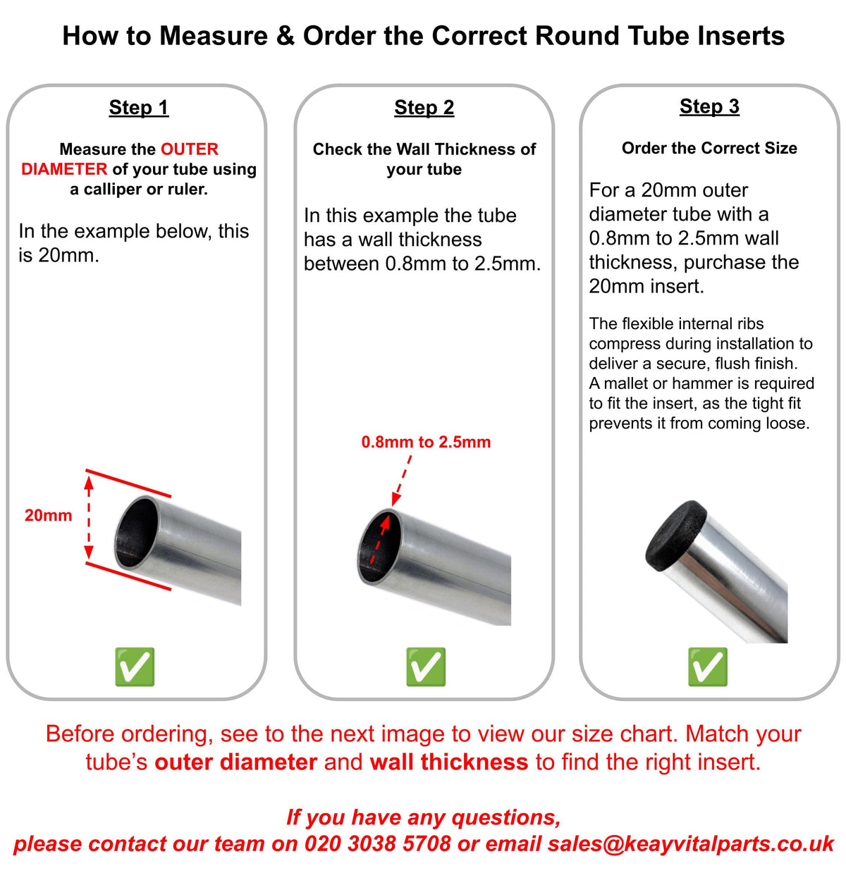 Round Tube Inserts | Made in Germany | Keay Vital Parts