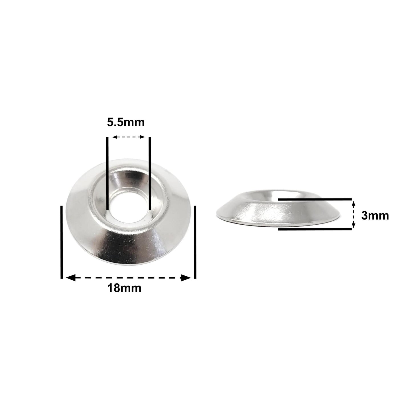 5.5mm Rosette Washers For Screws - Nickel Plated Steel, Made In Germany - Keay Vital Parts