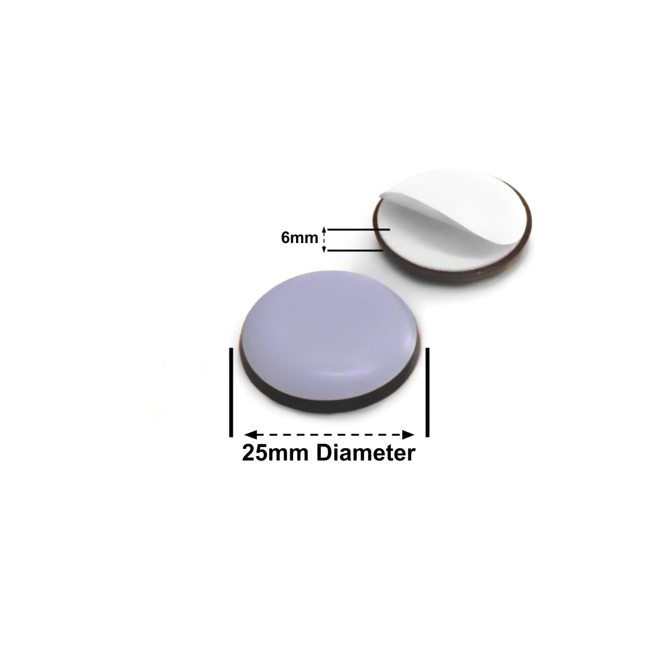 Stick-On Teflon Furniture Glides | 17mm, 19mm, 22mm, 25mm, 30mm, 38mm, 40m, 50mm, 60mm & 65mm | Keay Vital Parts
