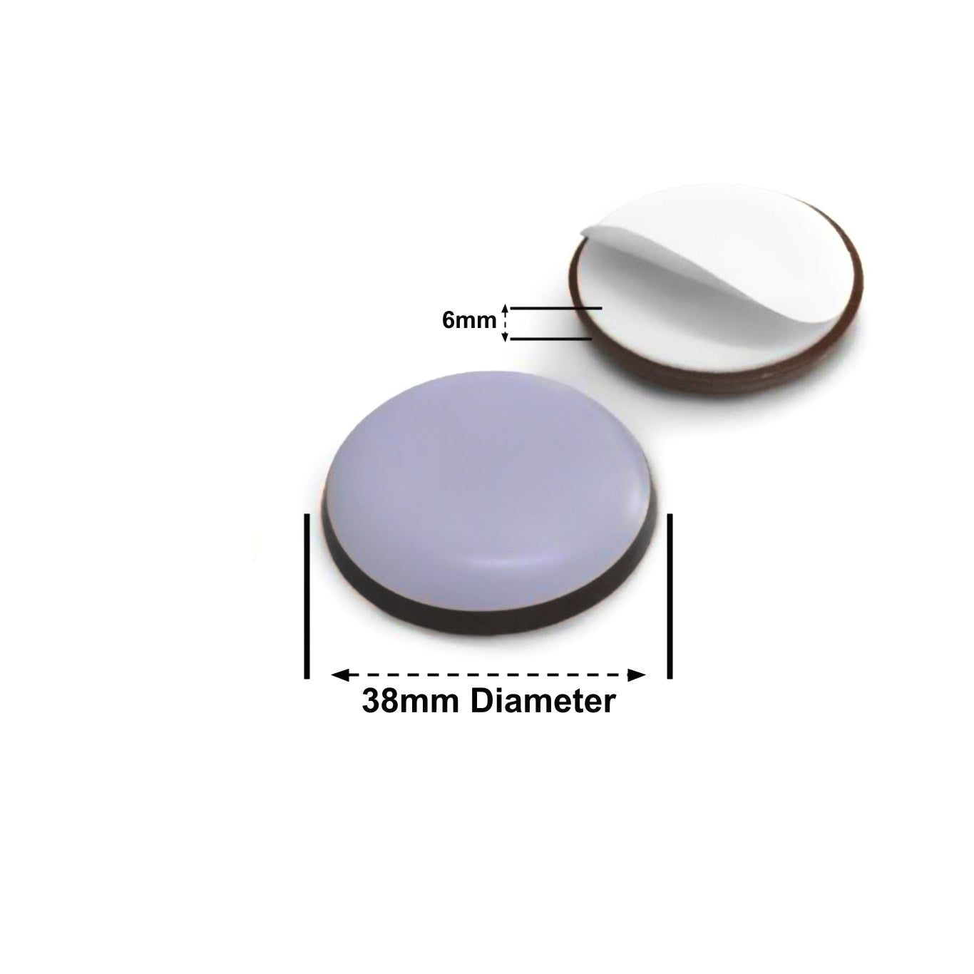 Stick-On Teflon Furniture Glides | 17mm, 19mm, 22mm, 25mm, 30mm, 38mm, 40m, 50mm, 60mm & 65mm | Keay Vital Parts