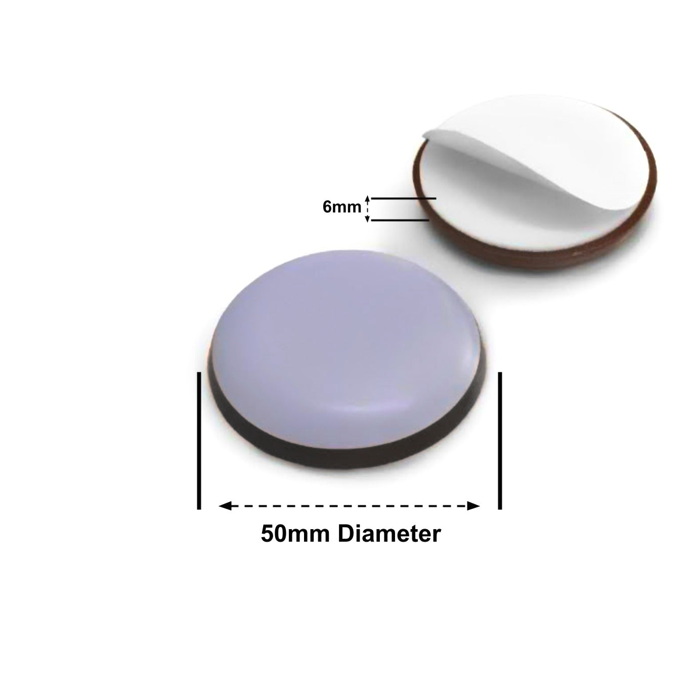 Stick-On Teflon Furniture Glides | 17mm, 19mm, 22mm, 25mm, 30mm, 38mm, 40m, 50mm, 60mm & 65mm | Keay Vital Parts