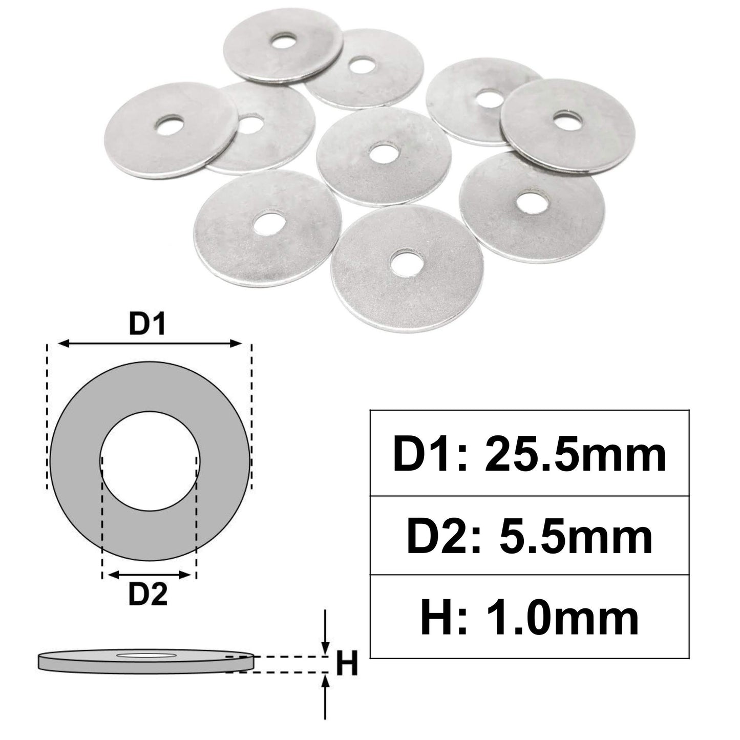 Flat Penny Washer M5 - 25.5x5.5x1.0mm | Made in Germany | Keay Vital Parts