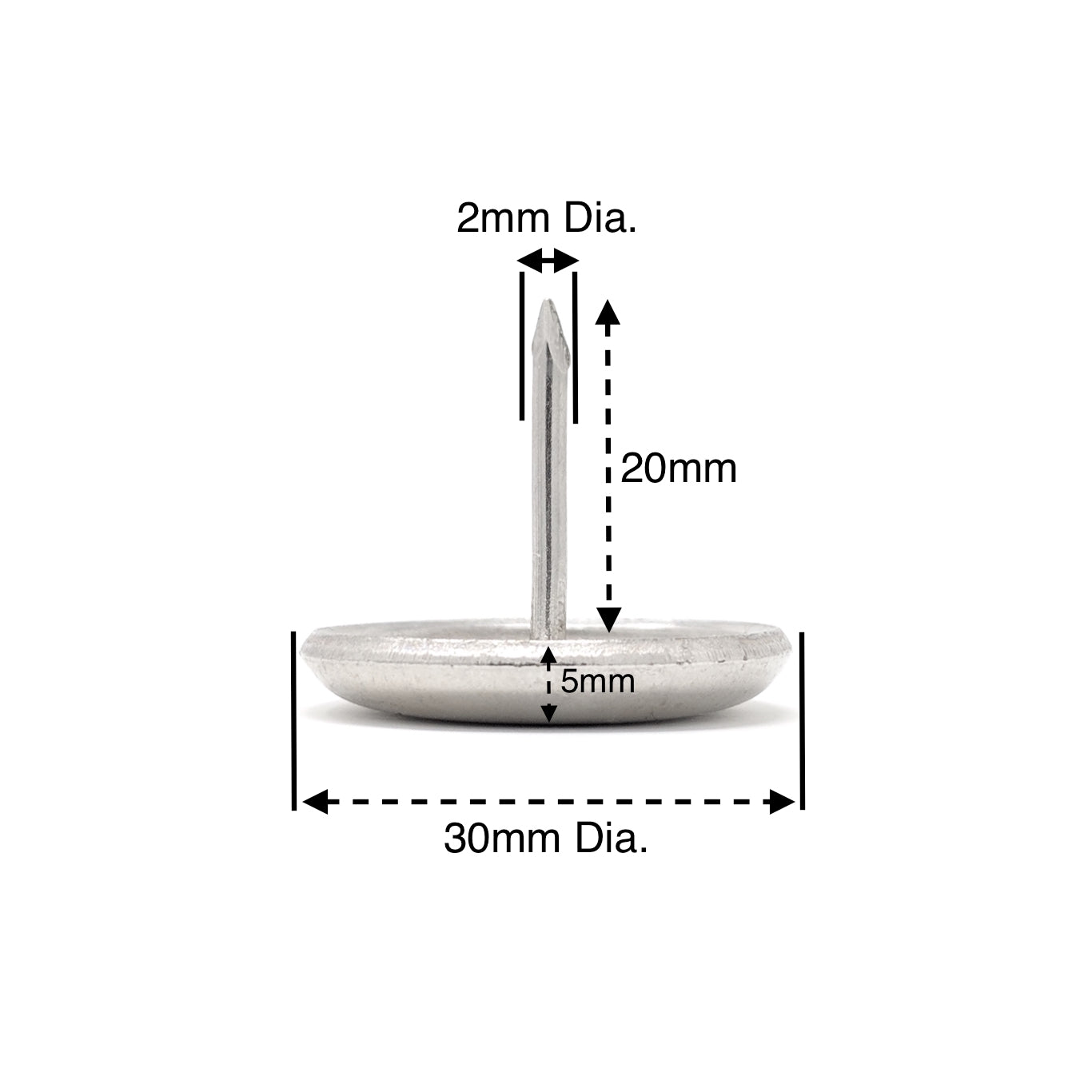 30mm Nail in Metal Glides - Made in Germany - Keay Vital Parts