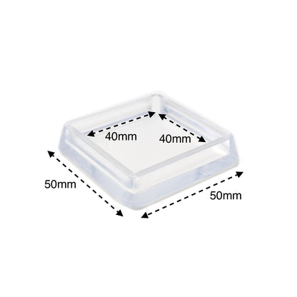 40x40mm Clear Square Furniture Leg Cups Floor Carpet Protector - Made in Germany - Keay Vital Parts