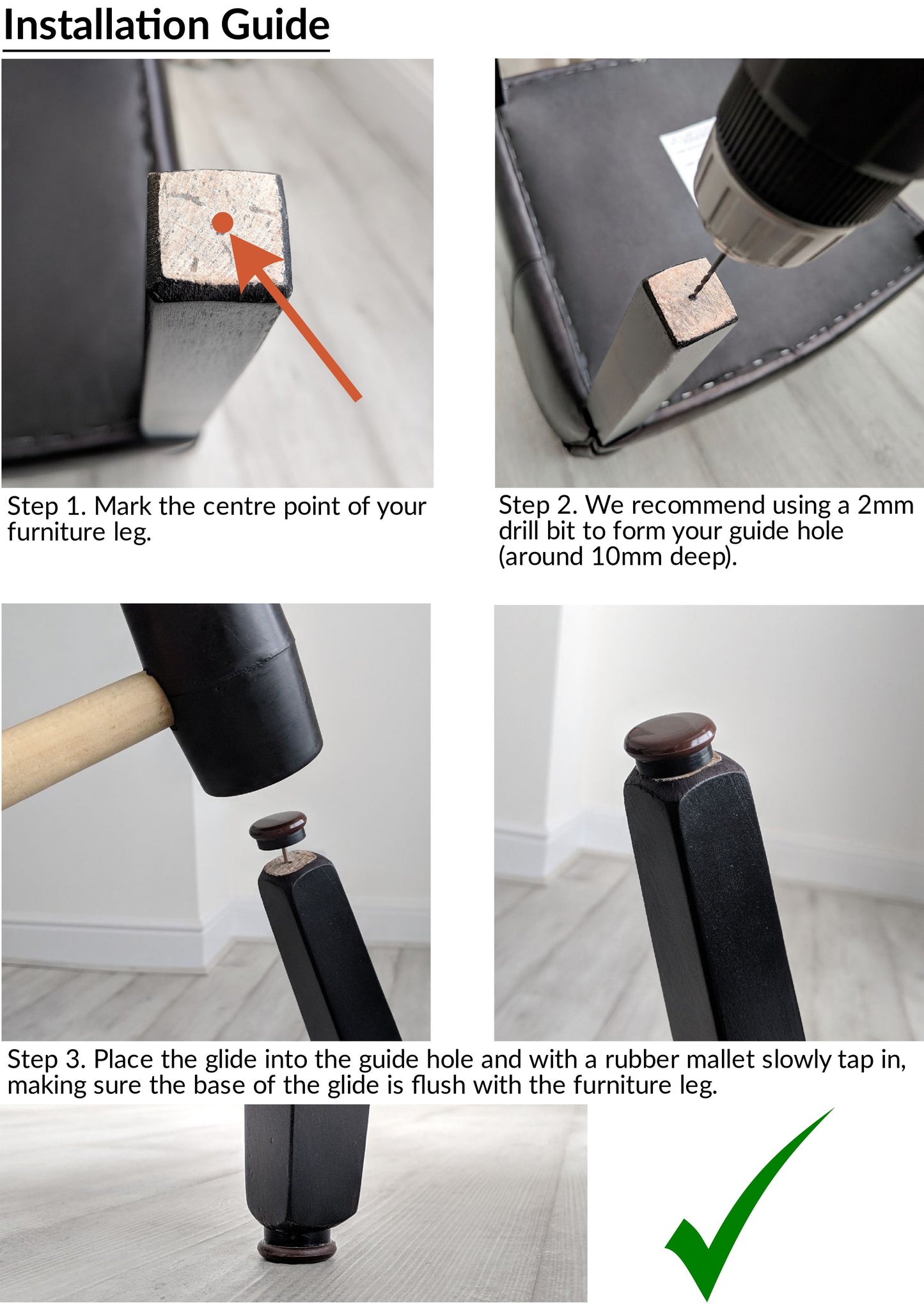 20mm Nylon Furniture Gliders Nail in Brown - Made in Germany - Keay Vital Parts