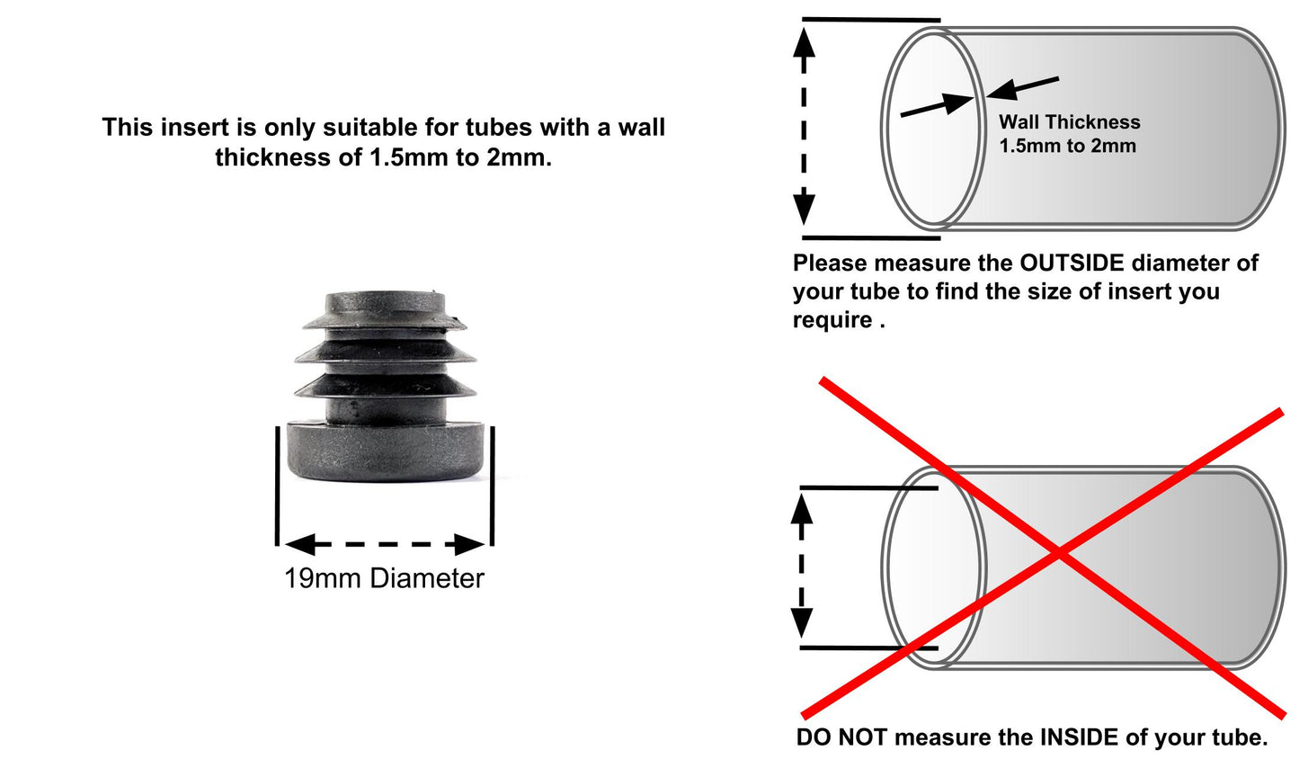 Round Tube Inserts 19mm Black | Made in Germany | Keay Vital Parts - Keay Vital Parts