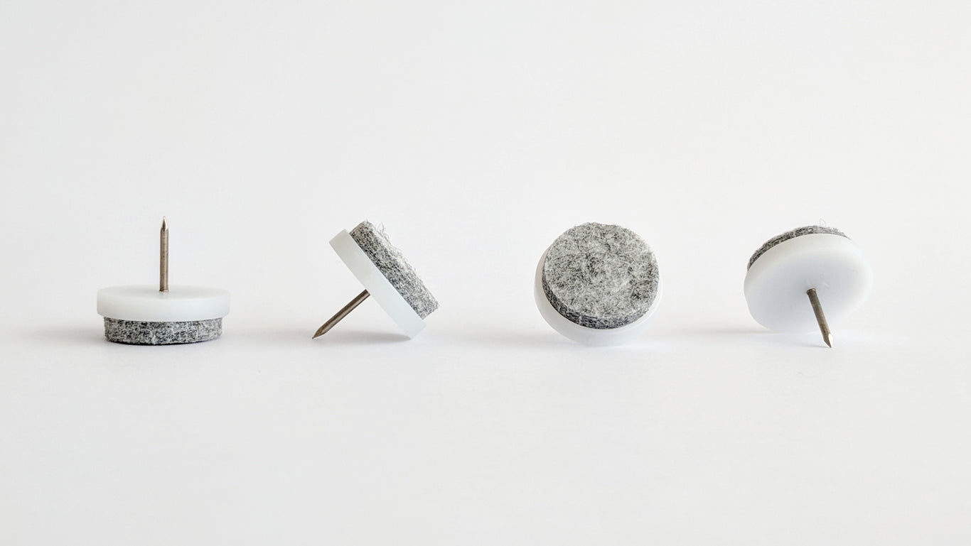 White Nail-in Felt Furniture Leg Pads