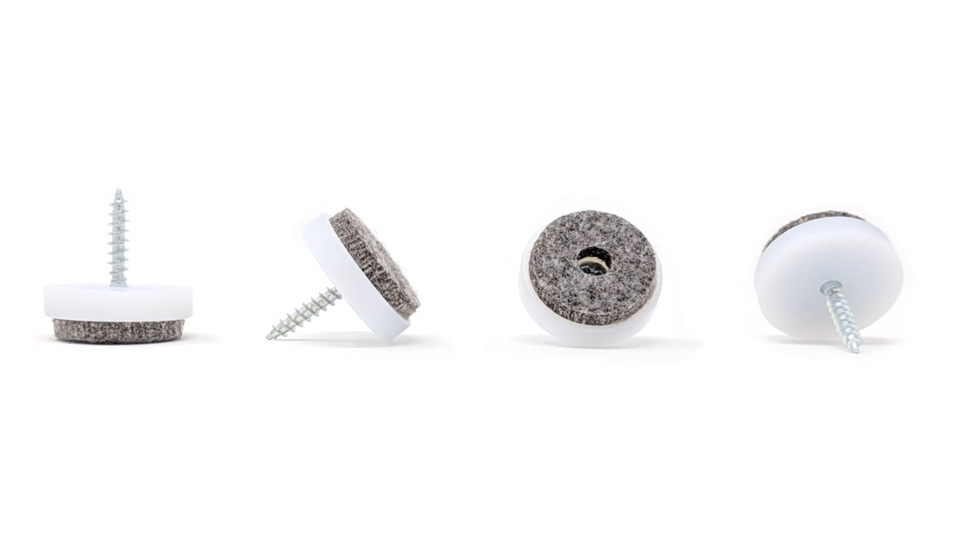 White Screw-On Felt Furniture Pads