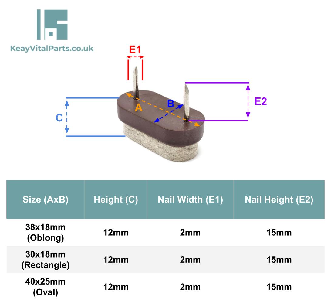 Felt Furniture Glides (Rectangular, Oblong & Oval) Floor Protectors | Made in Germany | Keay Vital Parts - Keay Vital Parts