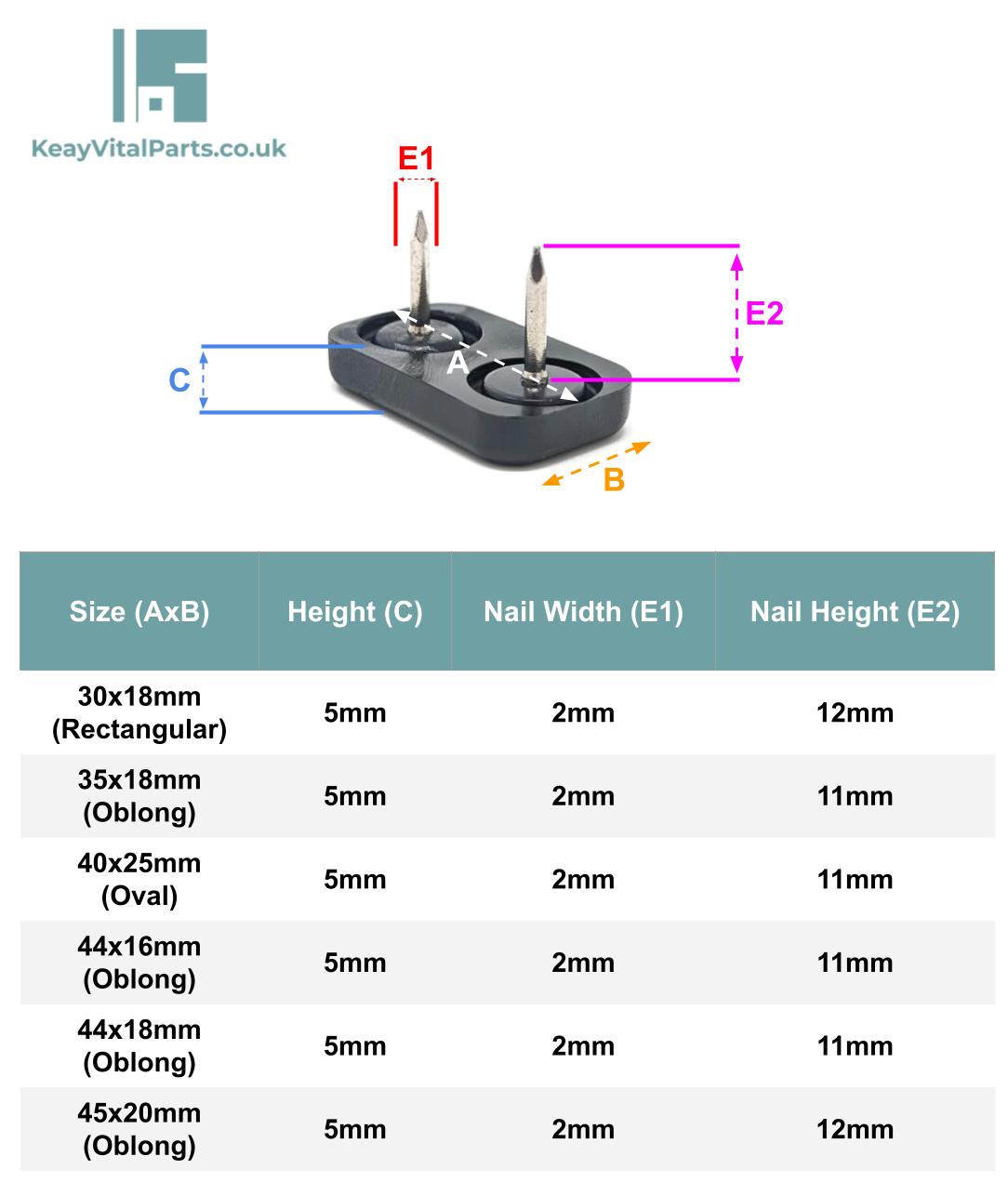 Nail-On Furniture Glides | Rectangle, Oblong & Oval Floor Protectors | Made in Germany
