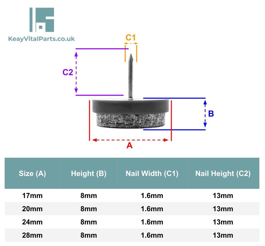 Felt Furniture Glides, Nail-In Floor Protectors | Made in Germany | Keay Vital Parts - Keay Vital Parts