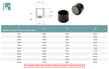 Chair Leg End Caps Felt Base - Furniture Glides Floor Protectors | Keay Vital Parts