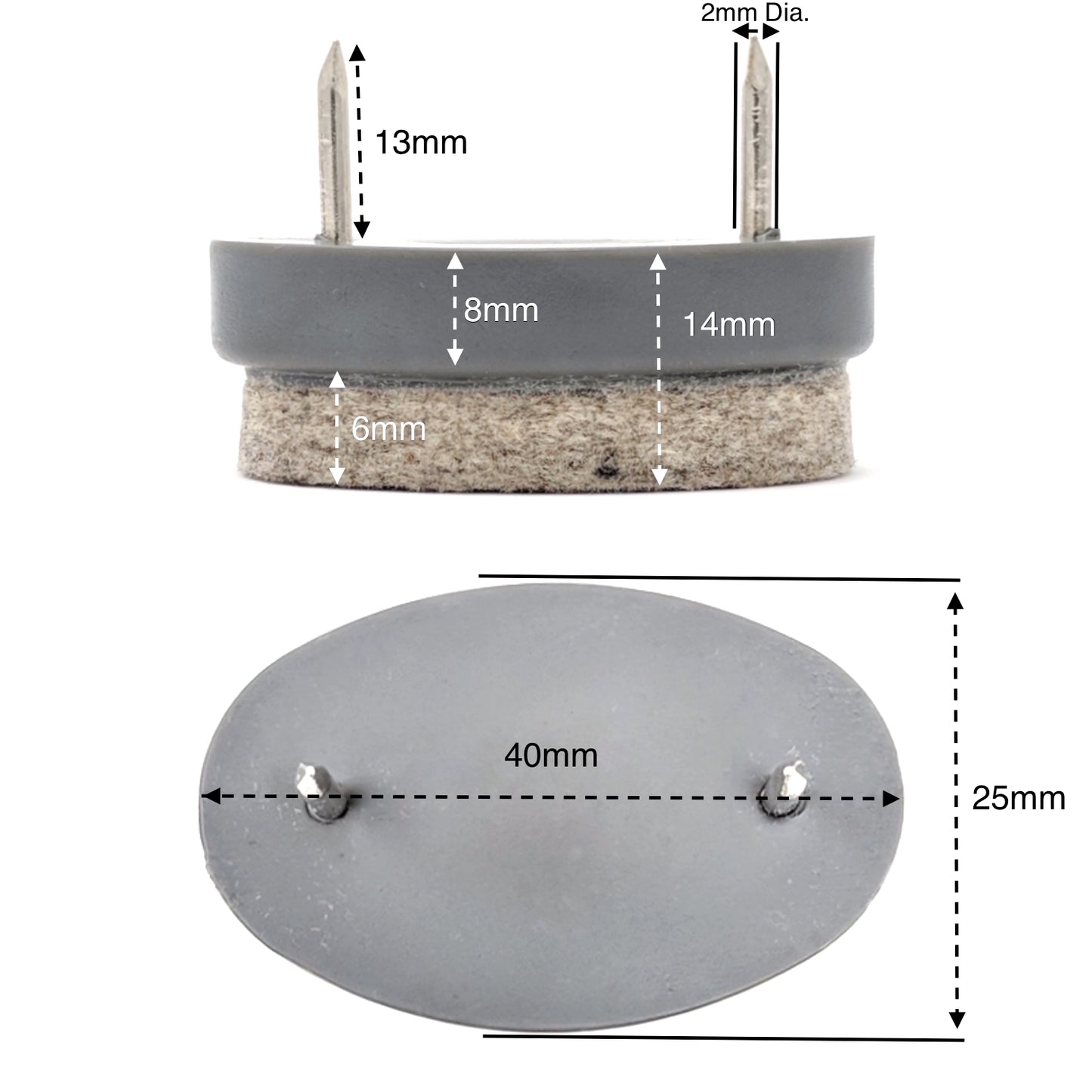 Felt Furniture Glides (Rectangular, Oblong & Oval) Floor Protectors | Made in Germany | Keay Vital Parts - Keay Vital Parts