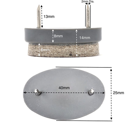 Felt Furniture Glides (Rectangular, Oblong & Oval) Floor Protectors | Made in Germany | Keay Vital Parts - Keay Vital Parts