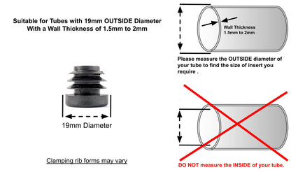 19mm Round Tube Inserts (Available in Black, White & Grey) | Made in Germany | Keay Vital Parts - Keay Vital Parts