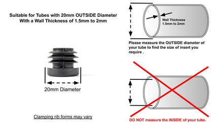 20mm Round Tube Inserts (Available in Black, White & Grey) | Made in Germany | Keay Vital Parts - Keay Vital Parts