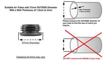 37mm Round Tube Inserts (Available in Black, White & Grey) | Made in Germany | Keay Vital Parts
