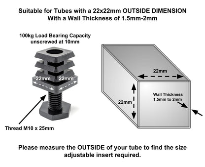 Height Adjustable Square Tube Inserts | Made in Germany | Keay Vital Parts - Keay Vital Parts