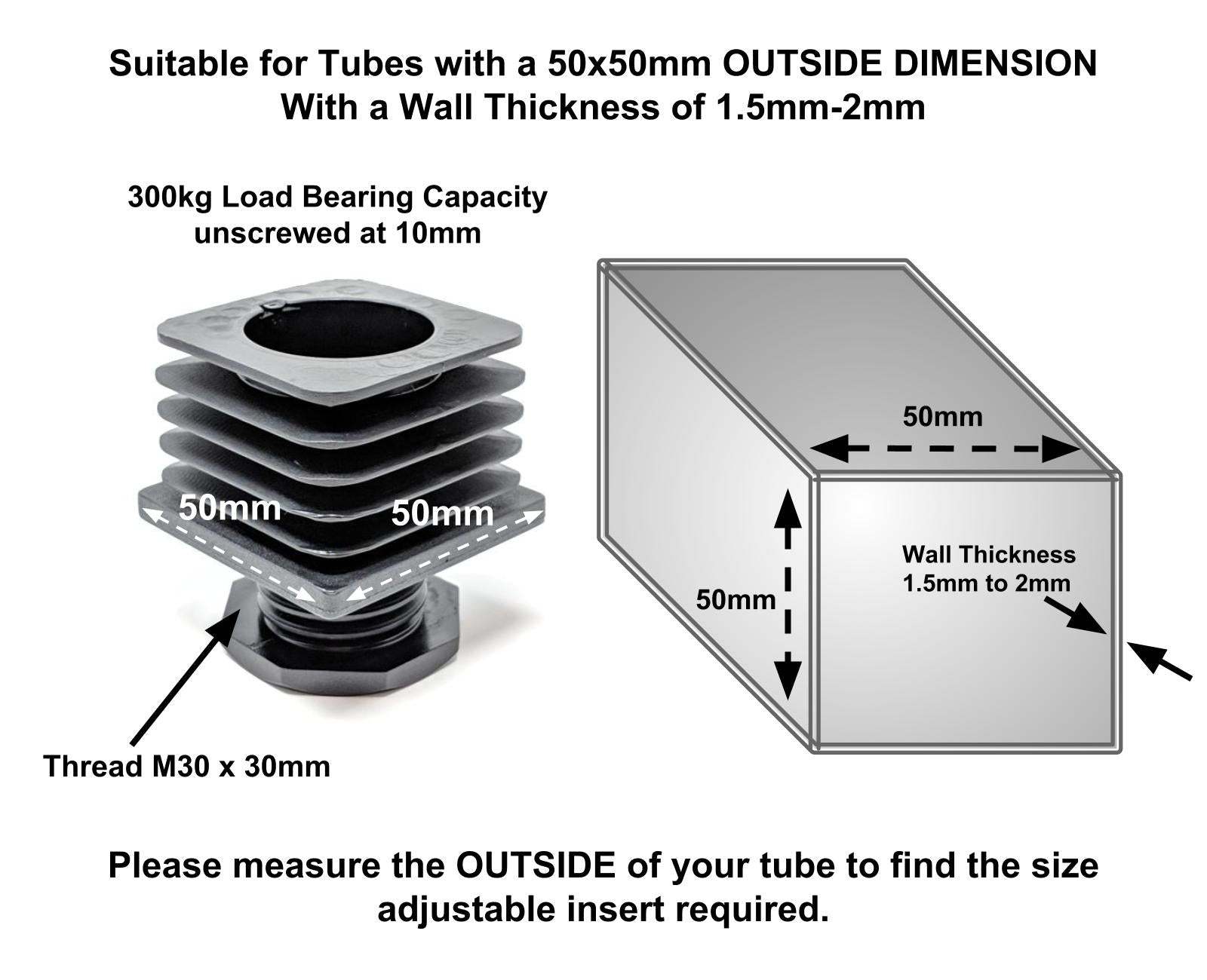 Height Adjustable Square Tube Inserts | Made in Germany | Keay Vital Parts - Keay Vital Parts