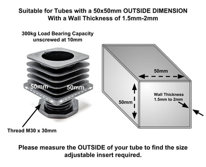 Height Adjustable Square Tube Inserts | Made in Germany | Keay Vital Parts - Keay Vital Parts