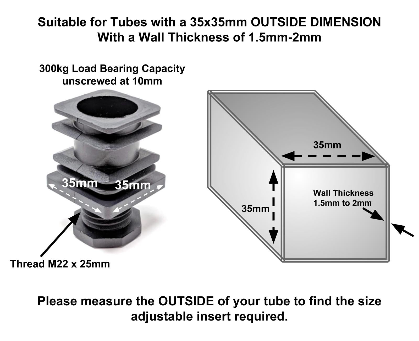 Height Adjustable Square Tube Inserts | Made in Germany | Keay Vital Parts - Keay Vital Parts