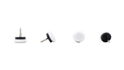 Nail-On Furniture Glides 20mm White Nylon Base - Made in Germany