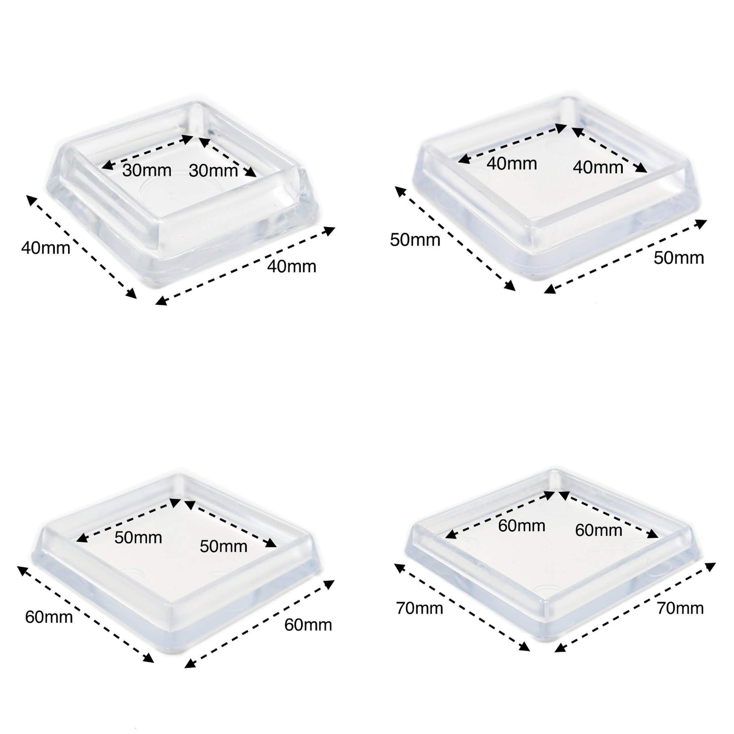 Square Furniture Leg Cups with Felt Base - Floor Protector | Made in Germany | Keay Vital Parts