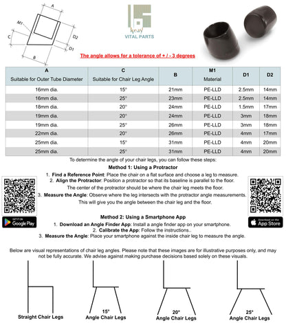 Ferrule End Caps for Angled Chair Legs - Replacement Feet For School Chairs | Keay Vital Parts