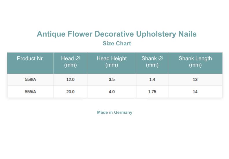Antique Flower Decorative Upholstery Nails | Made in Germany