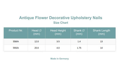 Antique Flower Decorative Upholstery Nails | Made in Germany