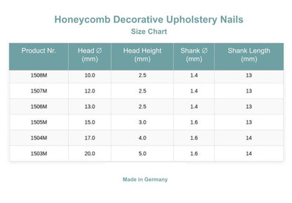 Honeycomb Decorative Upholstery Nails | Made in Germany