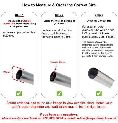 Round Domed Tube Inserts | Made in Germany | Keay Vital Parts