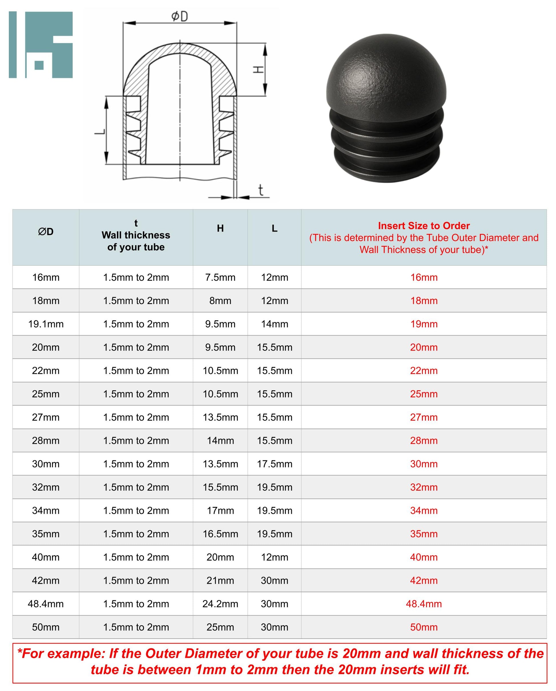 Round Domed Tube Inserts | Made in Germany | Keay Vital Parts - Keay Vital Parts