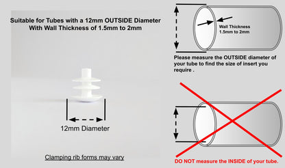 12mm Low Domed Round Tube Inserts (Available in Black or White) | Made in Germany | Keay Vital Parts