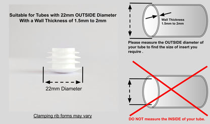 22mm Low Domed Round Tube Inserts (Available in Black or White) | Made in Germany | Keay Vital Parts