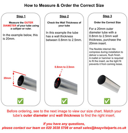 Round Tube Inserts - Low Domed | Made in Germany | Keay Vital Parts