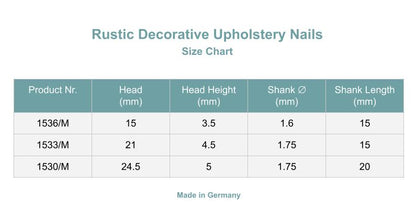 Rustic Decorative Upholstery Nails | Made in Germany | Keay Parts